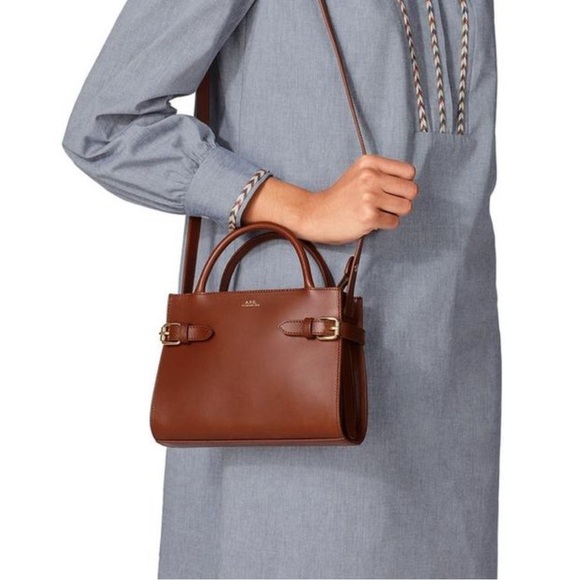 A.P.C. Farrah Small Brown Leather Top Handle Bag - Picture 10 of 10